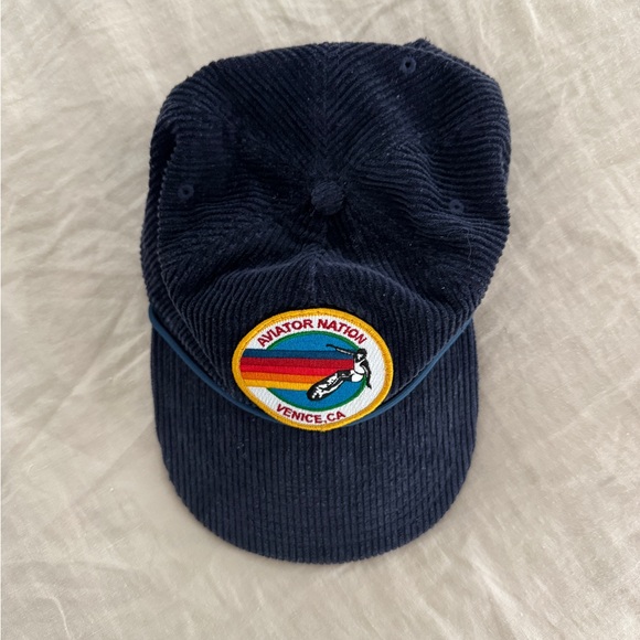 Aviator Nation Navy Corduroy Snap Back Adjustable Hat - Picture 7 of 8